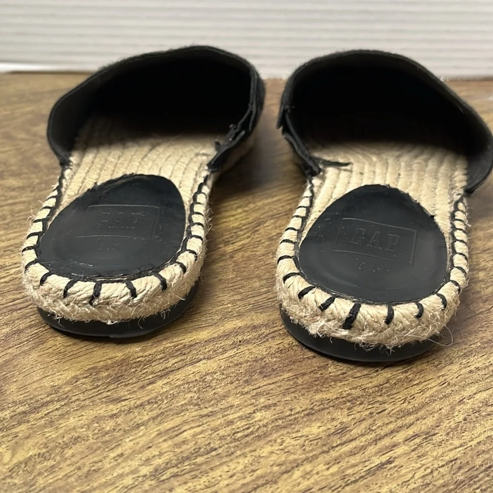 Gap Black Calf Hair Espadrille Slide-On Mules Size 8.5